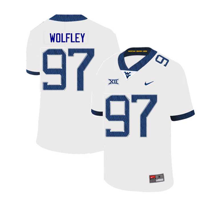 NCAA Men's Stone Wolfley West Virginia Mountaineers White #97 Nike Stitched Football College 2019 Authentic Jersey MX23E44NO